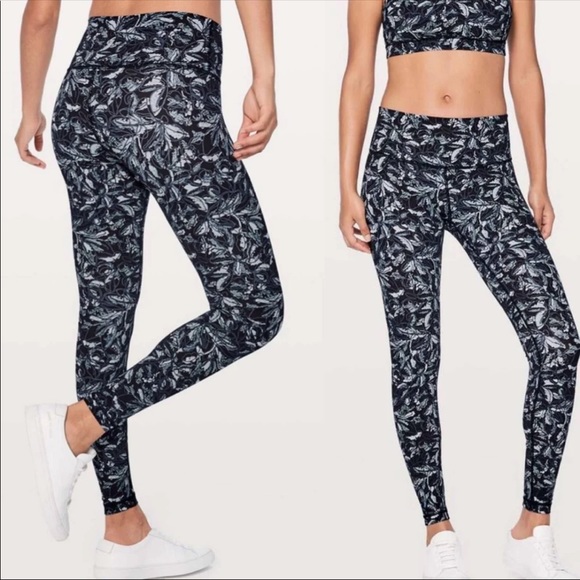 Lululemon Wunder Under Hi-Rise Tight 28" Navy Floral Leggings - Picture 1 of 3